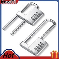 2 Pcs 4 Digit Combination Lock Code Cabinet Lock U Shaped Gym Locker Adjustable Padlock Long Shackle