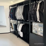 Coat Rack Floor-standing Cloak Room Open Coat Hanger Wardrobe Step into Metal Floor-standing Househo