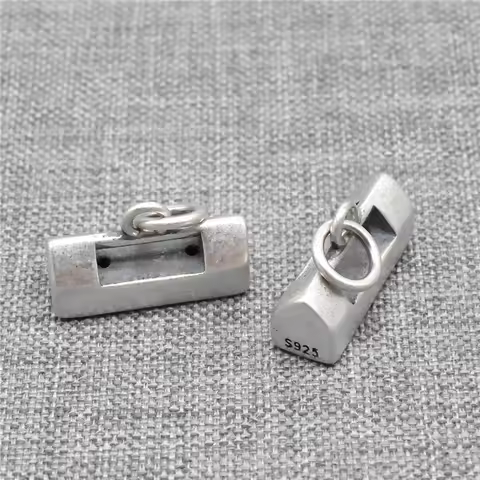 1 Piece Ancient Chinese Hundred Family Lock 3D Charm in 925 Sterling Silver for Necklace and Bracele
