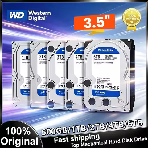 WD BLUE 4TB 6TB 3.5" Hard Drive Disk SATA III 5400 RPM 500GB 1T 2TB HD Hard Disk For Monitoring Desk