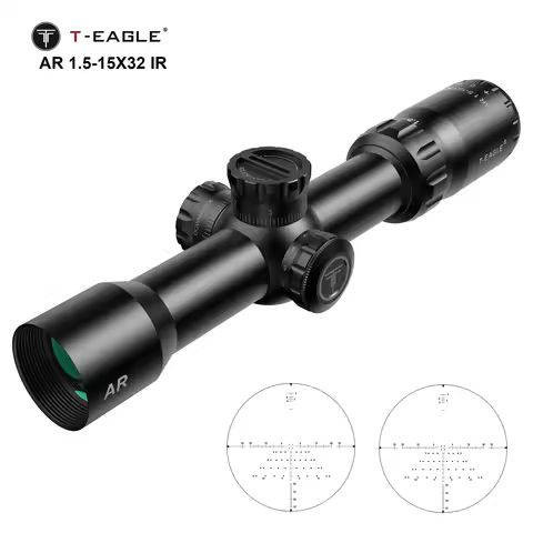 T-EAGLE AR 1.5-15X32 SFIR HD Glass Riflescope For Hunting Tactical Compact 1/10MIL Rifle Scope Fits 