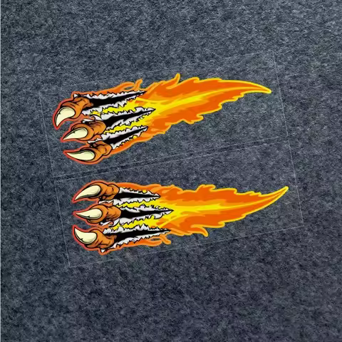 2pcs Flame Paws Motorcycle Stickers Scooter Body Decor Helmet Durable Decals for Ktm Yamaha Suzuki K