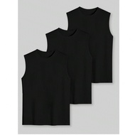 Plus Size Men's Casual Vest Suit 1XL-6XL, Summer Sleeveless Top 3-Piece