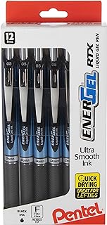 Pentel EnerGel RTX Retractable Liquid Gel Pen, (0.5mm) Needle Tip, Fine Line, Black Ink, 12 Pack Hanging Window Box