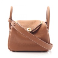 【二手】愛馬仕 (Hermes) Lindy Mini 金色皮革女士單肩包