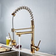 Pull out Kitchen Faucet Hot and Cold Water Kitchen Tap with Rotatable Sprayer Copper Kitchen Sink Faucet