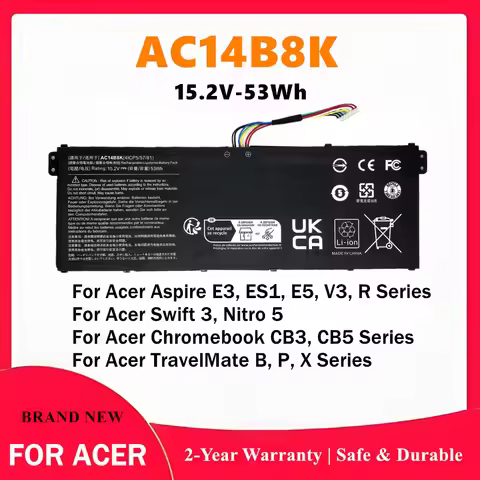 AC14B8K Laptop Battery for Acer Aspire E3 ES1 E5 V3 R Series, Swift 3, Nitro 5, 15.2V 53W