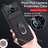 Gaming Armor Magnetic Case Casing For Realme 11 Pro Plus Realme11 11Pro Pro+ 5G 2023 Car Magnetic Ring Back Cover Push Pull Camera Protect Shell Phone Case Casing