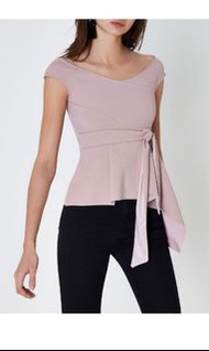 (New) River island Light pink asymmetric peplum hem bardot top