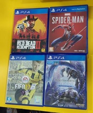 PS4 遊戲 Red Dead Redemption 2 碧血狂殺2/ Spider-Man, FIFA 17, Monster Hunter World: Iceborne