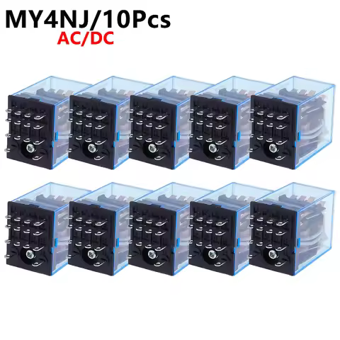 10PCS MY4NJ HH54P MY4N-J 14 Pin AC/DC 12V 24V 36V 48V 110V 220V 380V Mini Relay Intermediate Electro