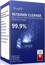 Retainer Cleaner Tablets - 4 Months Supply Cleaning Tablets for Denture Aligners Invisalign Mouth Gu