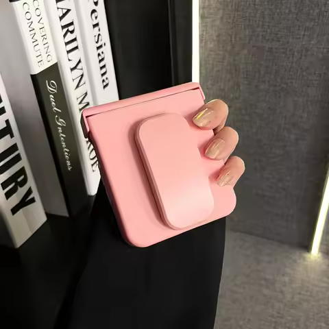 Simple Pink Square Bracket Case for Samsung Galaxy Zflip8 7 6 5 Xiaomi Mix Flip2 Motorola Razr 70Ult