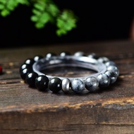 精品天然黑曜石+閃光石10MM手鏈 中性款 男女都可以戴 個性百搭