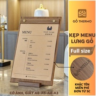 Restaurant menu clip, Wooden back menu clip (Table tent), Hotel menu clip, A4 wooden menu, A5 wooden