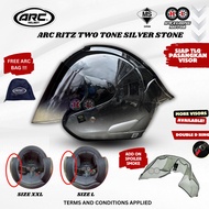 HELMET ARC RITZ TWO TONE SILVER STONE Colour Siap Spoiler ( Helmet ARC RITZ Sirim Approved ) - Size 