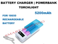 Powerbank 18650 battery charger torchlight 5200mAh flashlight fan battery charger