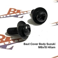 TB (package contains 10 pcs) Black Suzuki Body Cover Bolts M6x15 / JP Bolts + Black 6x15 Ring