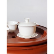 潮州骨瓷蓋碗薄胎潮汕超薄高骨功夫茶具三才小茶碗純白瓷工夫單叢