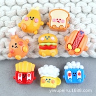 Shiwan Smiley Resin Accessories Burger French Fries Chicken Thigh Bread Homemade Cream Glue DIY Car 