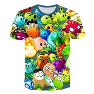 Summer Children T Shirts Plants Vs Zombies Wars Pattern 3D printing Boys Clothing Cartoon Game Patte