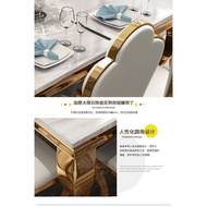 Marble Dining Tables and Chairs Set Simple Stainless Steel Dining Table Post-Modern Rectangular Dining Table Large Apartment Light Luxury