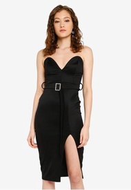 Boohoo Sweetheart Diamante Buckle Belt Midi Dress size UK8