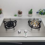 New Household Dual Stove Gas Cooker Kitchen Cooking High Fire Stove Stainless Steel Panel Embedded G