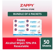 Zappy Alcohol Wipes 70% IPA 50 Sheets Resealable