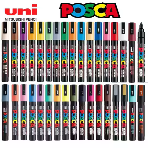 Uni Posca Full Set Acrylic Paint Markers Pens PC-1M PC-3M PC-5M 7/8/12/15/24/29C for Rock Painting,F