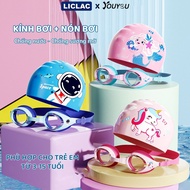 COMBO Swimming Goggles + Youyou Waterproof Swimming Cap with cartoon patterns for boys and girls KB6