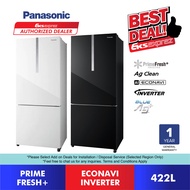 Panasonic 422L NR-BX421 2-Door Inverter Fridge NR-BX421WGKM / NR-BX421WGWM ; Bottom Freezer Refrigerator / Peti Sejuk 2 Pintu - Glass Door Series