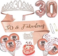 30th Birthday Gifts for Her, 30th Birthday Sash, 30th Birthday Crown, 30th Birthday Cake Topper, Bal