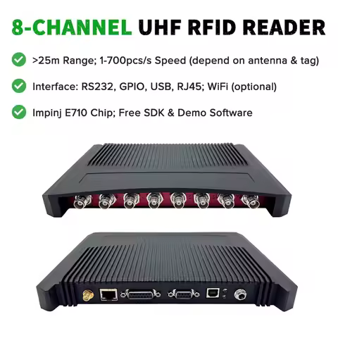 TY628 Impinj E710 Chip Long Range 8 Port UHF RFID Reader with TCP/IP USB RS232 Free SDK for Warehous