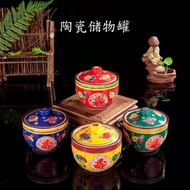 Jingdezhen Ceramic Jar Salt Jar Sugar Jar with Lid Large Capacity High Temperature Resistant Oil Jar
