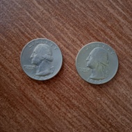 2Coin Liberty quarter dollar tahun 1965