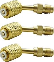 3Pcs Refrigerant Adapter Fits For R-32/R-454B A2L Refrigerant LH Tanks And RH Service Hose,45°1/4" L