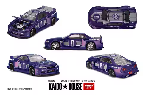 PreSale Kaido House x MINI GT 1:64 Skyline R34 KAIDO RACING FACTORY V2 Die-Cast Car Model Collection