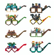 8pcs/set Minecraft Themed Photo Prop Glasses Pixel Miner Funny Glasses Birthday Party Tropical Party