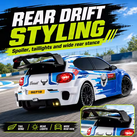 4WD High Speed Drift RC Car 2.4G Remote Dual Mode 28Mins Play Time LED Headlight Lightweight Shell R