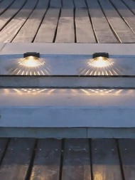 Led太陽能防水階梯燈,具有光感應自動照明功能,適用於花園中的步道、樓梯、扶手、棚架、陽台。配有雙面膠帶,易於安裝