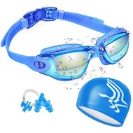 Professional Swim Goggles Anti-fog UV Swim Caps hat Silicone Swimming Glasses Case Nose Earplug for Kids Men Women Swim Eyewear