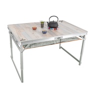 [特價]LIFECODE橡木紋鋁合金折疊桌/野餐桌120x80cm-送桌下網