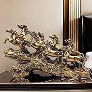 13.7 Inch Chinese Feng Shui Running Horses Statue Sculpture Frgurines Good Lucky Gift for FengShui L