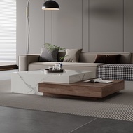 Simple solid wood embedded rock slab tea table Simple modern solid wood rock slab tea table Living r