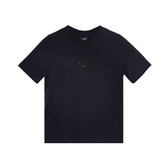 เสื้อยืดแขนสั้นผู้หญิง TCH ฤดูใบไม้ผลิ 2025 แฟชั่น ตัวอักษร ประดับเพชร ทรงหลวม คอตตอน ปกติ คอกลม