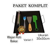 Wajan Plat Baja Hitam Datar Anti Lengket penggorengan 1 set 4in Bonus / Wajan sosis/ Wajan Roti / Wa