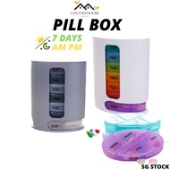 Pill Box Pill Case Weekly Pill Organizer Portable Medicine Pill Box 7 Days AM PM 4 Sections of Morni