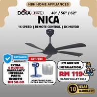 【FIERO NICA】Fiero NICA 5 Blades DC Motor Ceiling Fan with 16 Speeds + RF Remote Control - Matt Black