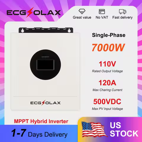ECGSOLAX 7000W Single-Phase 48V/110V Hybrid Solar Inverter 110V Solar Inverter Maximum PV Input: 500